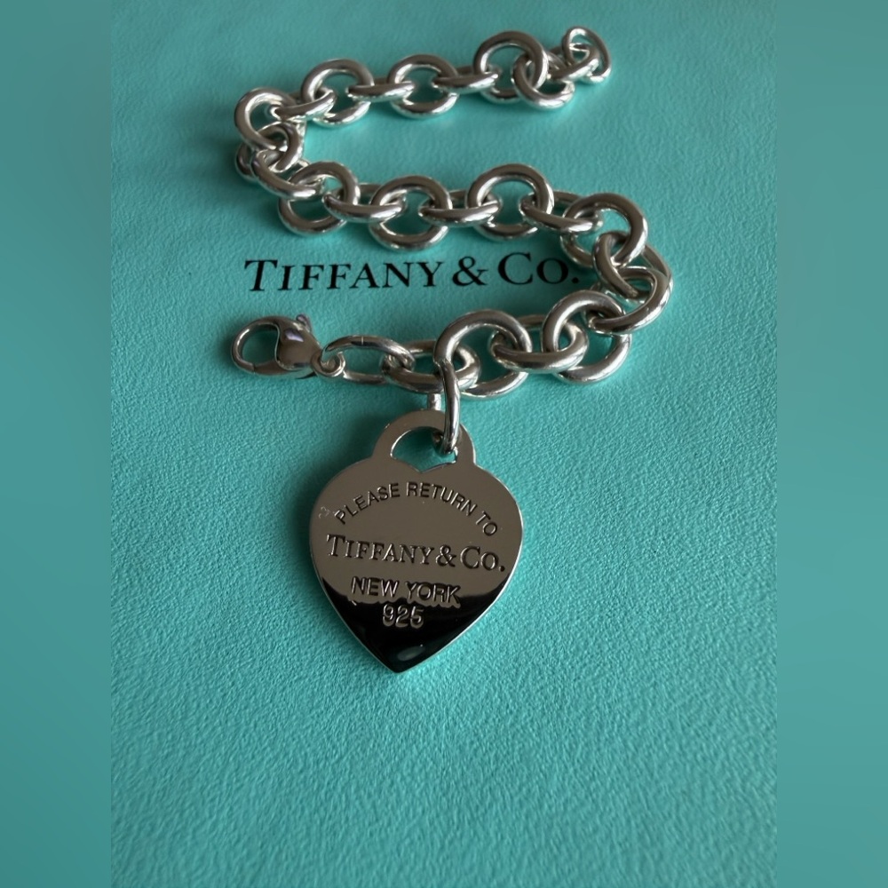 Tiffany&Co. Please Return To Heart Tag Sterling Silver Bracelet 7.5”